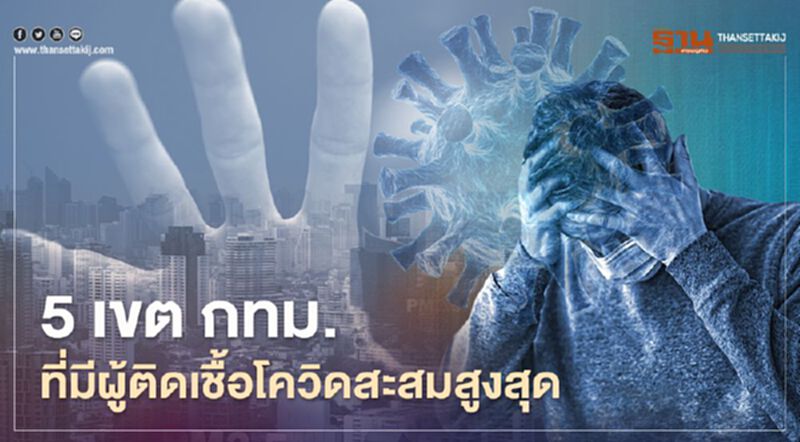 เผย 5 เขต กทม.ที่มีผู้ติดเชื้อโควิด-19 สะสมสูงสุด เผย 5 เขต กทม.ที่มีผู้ติดเชื้อโควิด-19 สะสมสูงสุด