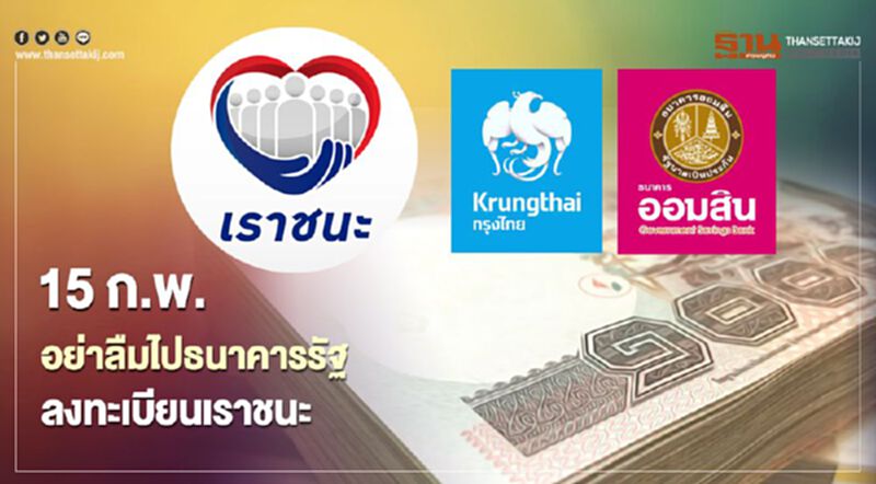 www.เราชนะ.com กลุ่มไม่มีสมาร์ทโฟน อย่าลืม 15 ก.พ. ลงทะเบียนเราชนะ ธนาคารรัฐไหนบ้างเช็กที่นี่ www.เราชนะ.com กลุ่มไม่มีสมาร์ทโฟน อย่าลืม 15 ก.พ. ลงทะเบียนเราชนะ ธนาคารรัฐไหนบ้างเช็กที่นี่