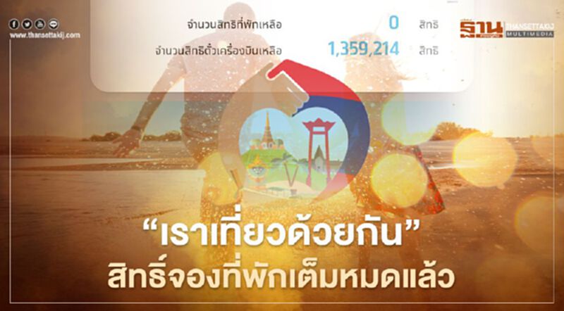“เราเที่ยวด้วยกัน”สิทธิ์จองที่พัก 6 ล้านคืนเต็มหมดแล้ว “เราเที่ยวด้วยกัน”สิทธิ์จองที่พัก 6 ล้านคืนเต็มหมดแล้ว