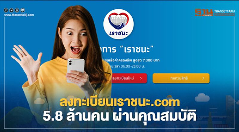 5.8 ล้านคน เฮ ลงทะเบียน www.เราชนะ.com ผ่านคุณสมบัติ 5.8 ล้านคน เฮ ลงทะเบียน www.เราชนะ.com ผ่านคุณสมบัติ