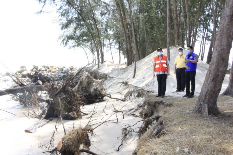 “นิพนธ์”รุดสำรวจพื้นที่เสียหายต้นสนล้มชายหาดสงขลา