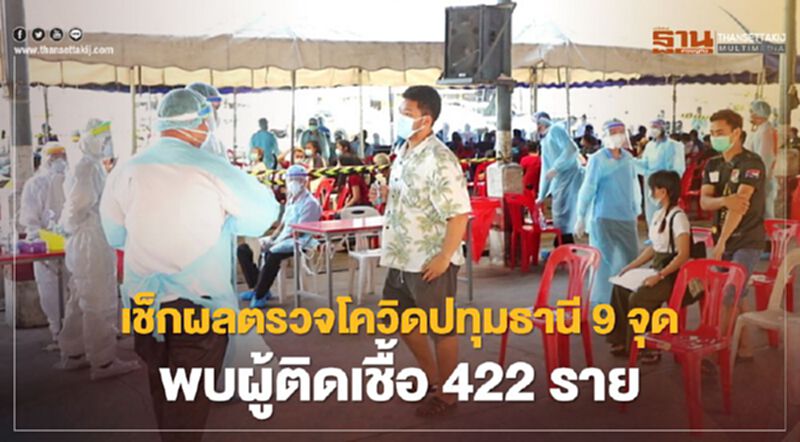 เปิดผลตรวจเชิงรุกโควิดปทุมธานี 1.3 หมื่นราย ติดเชื้อ 422 ราย เปิดผลตรวจเชิงรุกโควิดปทุมธานี 1.3 หมื่นราย ติดเชื้อ 422 ราย