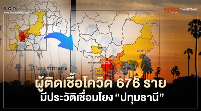 ศบค.พบผู้ติดเชื้อโควิด 676 ราย มีประวัติเชื่อมโยง"ปทุมธานี" ศบค.พบผู้ติดเชื้อโควิด 676 ราย มีประวัติเชื่อมโยง"ปทุมธานี"