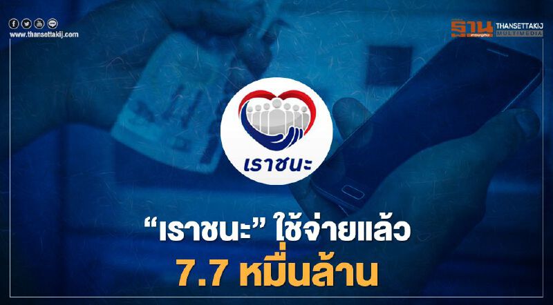 ปลื้ม! “เราชนะ” ยอดใช้จ่ายหมุนเวียนในระบบเศรษฐกิจไทยพุ่งกว่า 7.7 หมื่นล้านบาท 