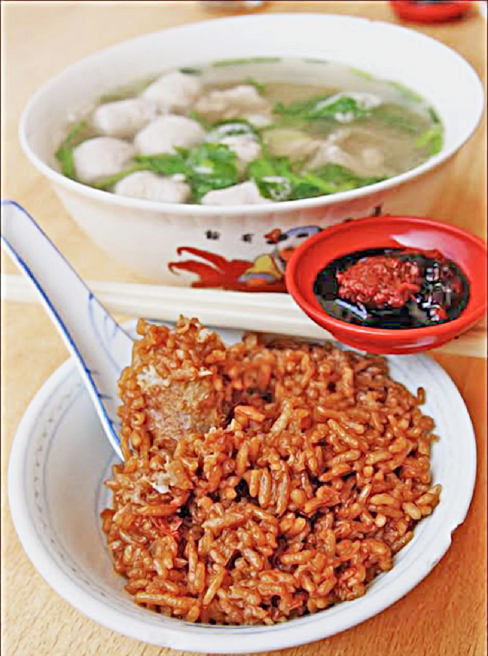 ข้าวมันกุ้งหุงเผือก ข้าวมันก้อน ไก่สับฝ่ายมาเลย์ 