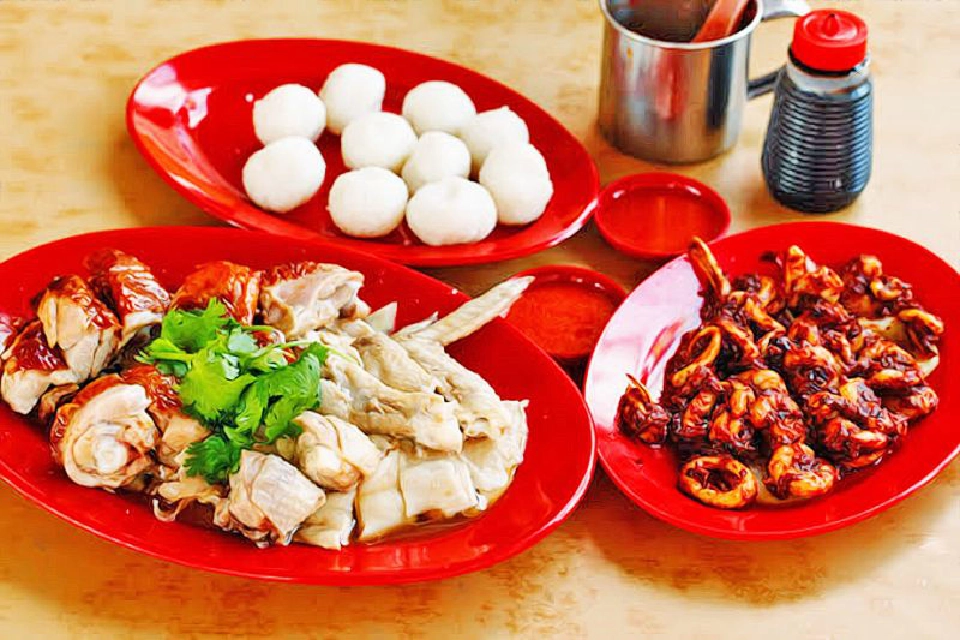 ข้าวมันกุ้งหุงเผือก ข้าวมันก้อน ไก่สับฝ่ายมาเลย์ 