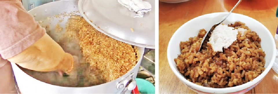 ข้าวมันกุ้งหุงเผือก ข้าวมันก้อน ไก่สับฝ่ายมาเลย์ 