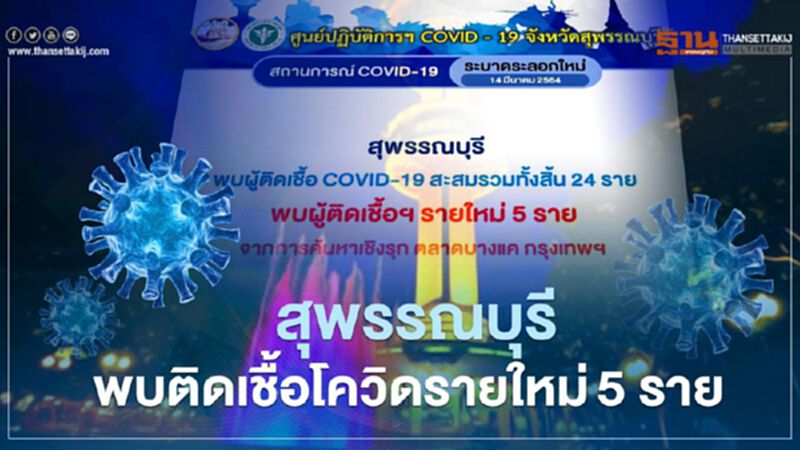 ติดเชื้อโควิดตลาดบางแค พ่นพิษ "สุพรรณบุรี" ตรวจเชิงรุกพบผู้ติดเชื้อรายใหม่เพิ่ม 5 ราย ติดเชื้อโควิดตลาดบางแค พ่นพิษ "สุพรรณบุรี" ตรวจเชิงรุกพบผู้ติดเชื้อรายใหม่เพิ่ม 5 ราย