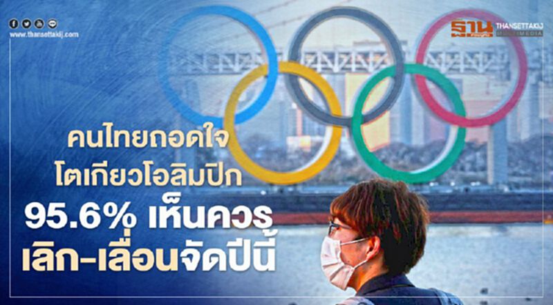 คนไทยถอดใจโตเกียวโอลิมปิก 95.6% เห็นควรเลิก-เลื่อนจัดปีนี้ คนไทยถอดใจโตเกียวโอลิมปิก 95.6% เห็นควรเลิก-เลื่อนจัดปีนี้