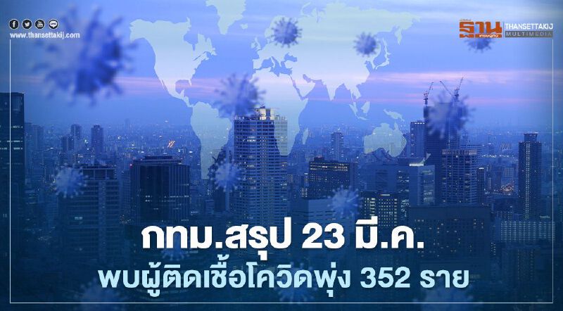 กทม.สรุป 23 มี.ค.พบผู้ติดเชื้อโควิดพุ่ง 352 ราย