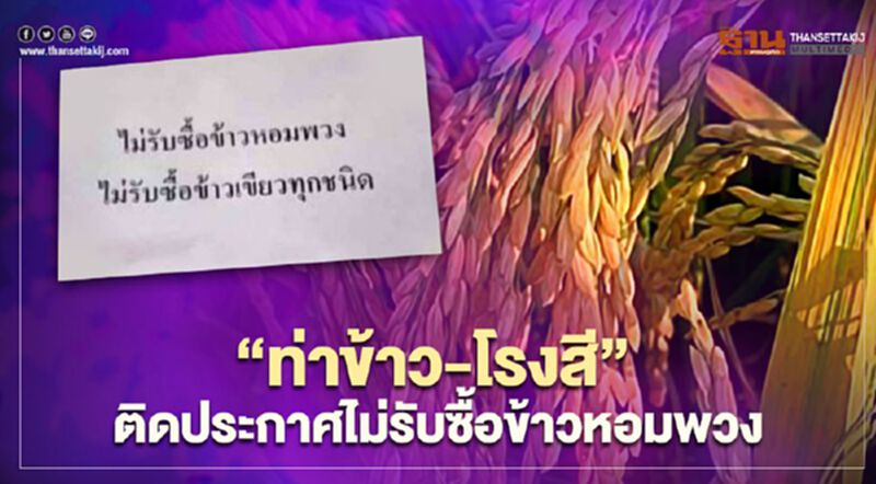 “ท่าข้าว-โรงสี” ติดประกาศไม่รับซื้อข้าวหอมพวง “ท่าข้าว-โรงสี” ติดประกาศไม่รับซื้อข้าวหอมพวง