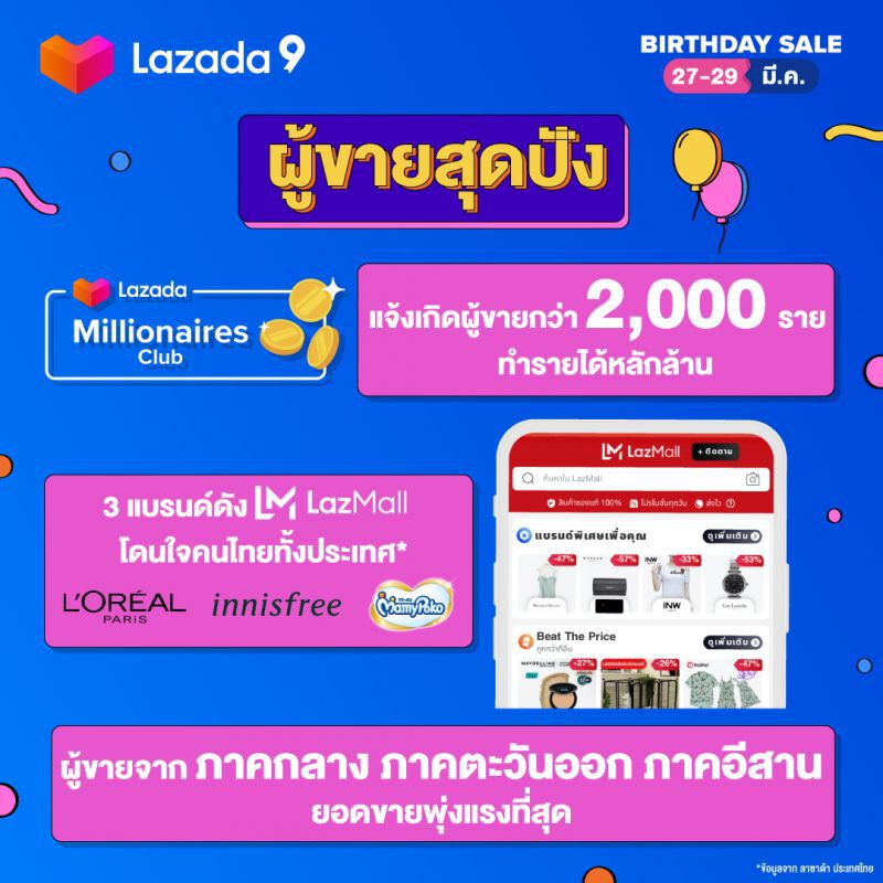   ฉลอง9ปี“ลาซาด้า”ดันผู้ค้า2พันราย ยอดขายแตะล้าน