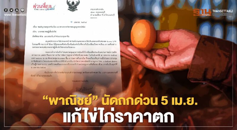 แก้ไข่ไก่ราคาตก “พาณิชย์” นัดถกด่วน 5 เม.ย. แก้ไข่ไก่ราคาตก “พาณิชย์” นัดถกด่วน 5 เม.ย.