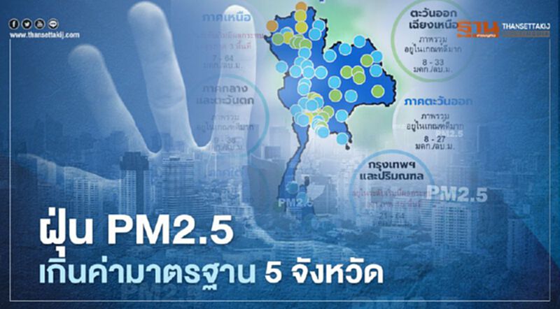 คุณภาพอากาศ ฝุ่น PM2.5 เช้านี้ เกินค่ามาตรฐาน 5 จังหวัด 'กรุงเทพฯ-ปริมณฑล' เกิน 15 พื้นที่ คุณภาพอากาศ ฝุ่น PM2.5 เช้านี้ เกินค่ามาตรฐาน 5 จังหวัด 'กรุงเทพฯ-ปริมณฑล' เกิน 15 พื้นที่
