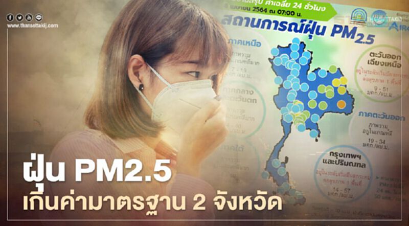 คุณภาพอากาศ ฝุ่น PM2.5 เช้านี้ เกินค่ามาตรฐาน 2 จังหวัด 'กรุงเทพฯ-ปริมณฑล'เกิน 1 พื้นที่ คุณภาพอากาศ ฝุ่น PM2.5 เช้านี้ เกินค่ามาตรฐาน 2 จังหวัด 'กรุงเทพฯ-ปริมณฑล'เกิน 1 พื้นที่