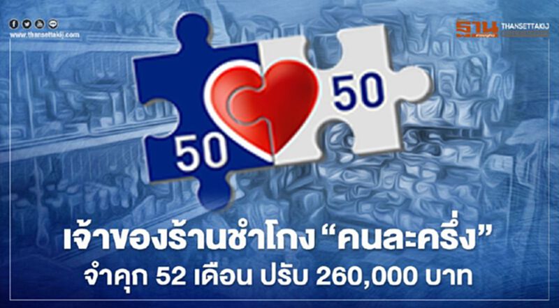 ศาลตัดสิน ร้านค้าใน กทม. โกง “คนละครึ่ง” คุก 52 เดือน ปรับ 260,000 บาท ศาลตัดสิน ร้านค้าใน กทม. โกง “คนละครึ่ง” คุก 52 เดือน ปรับ 260,000 บาท