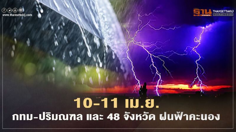 พยากรณ์อากาศวันนี้ -พรุ่งนี้ 48 จังหวัดรวมทั้งกทม.-ปริมณฑลรับมือฝนฟ้าคะนอง 