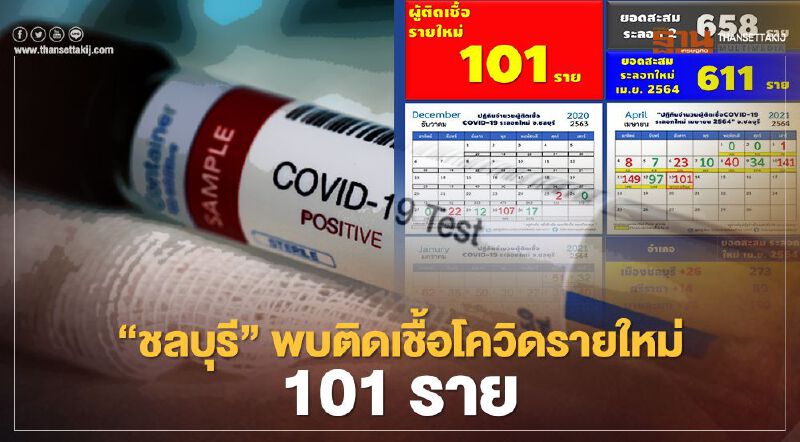 "ชลบุรี"พบติดเชื้อโควิด-19 รายใหม่ 101 ราย
