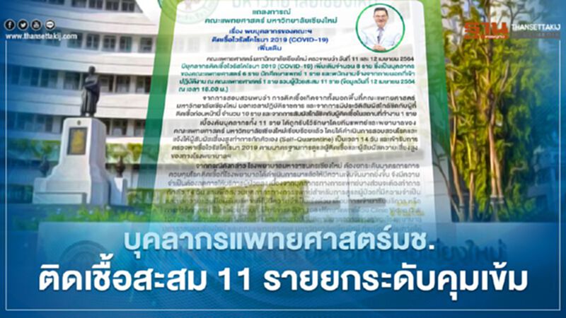 บุคลากรแพทยศาสตร์ มช. ติดเชื้อสะสม 11 รายยกระดับคุมเข้ม บุคลากรแพทยศาสตร์ มช. ติดเชื้อสะสม 11 รายยกระดับคุมเข้ม