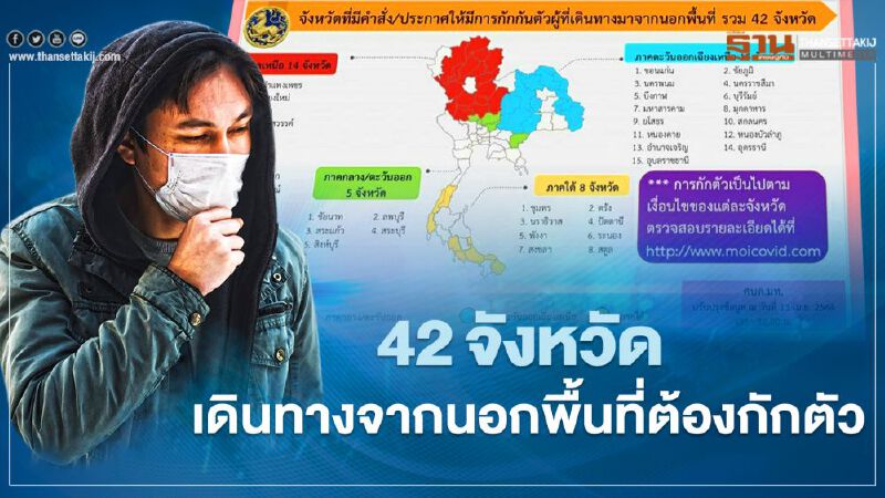 อัพเดท42 จังหวัดที่มีคำสั่ง-ประกาศกักตัวผู้ที่เดินทางมาจากนอกพื้นที่