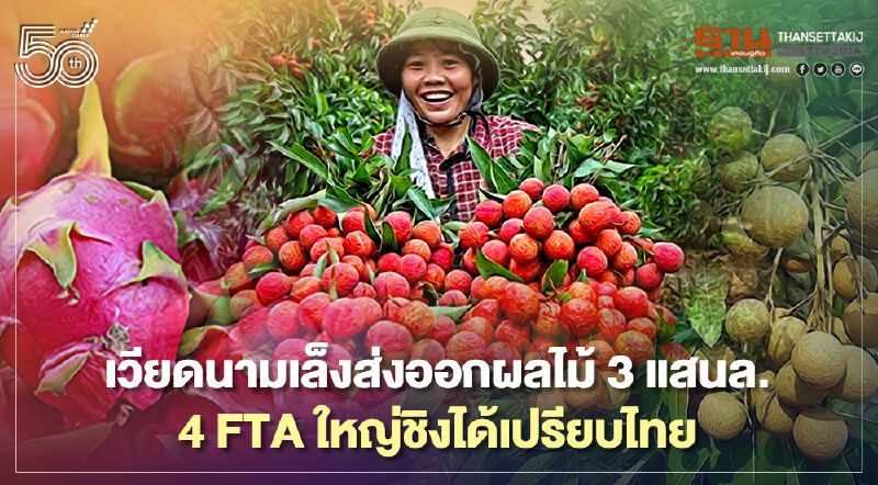 เวียดนามเล็งส่งออกผลไม้ 3 แสนล้าน 4 FTAใหญ่ดันชิงได้เปรียบไทย