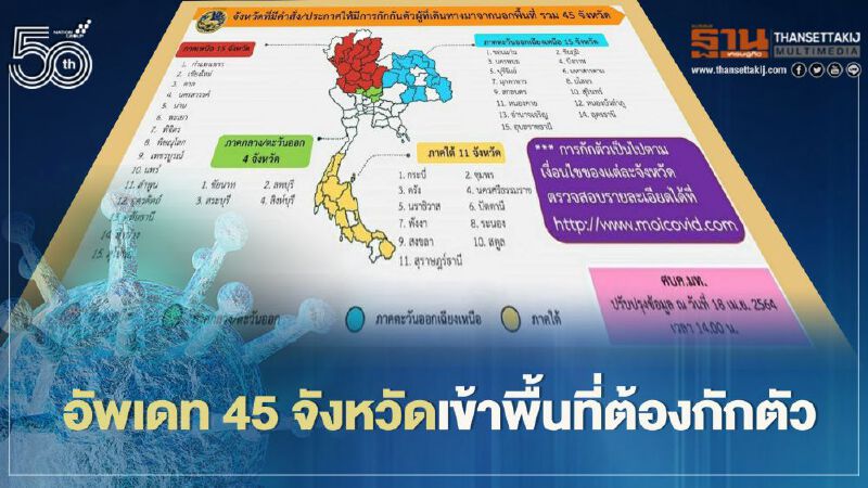 อัพเดท45จังหวัดที่มีคำสั่ง-ประกาศกักตัวผู้ที่เดินทางมาจากนอกพื้นที่