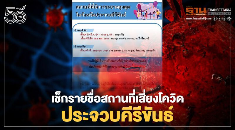 เช็กเลย!รายชื่อสถานที่เสี่ยงโควิด-19 ประจวบคีรีขันธ์