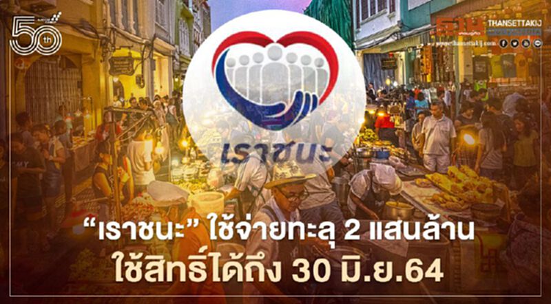 “เราชนะ” ใช้จ่ายทะลุ 2 แสนล้าน ขยายเวลาใช้ถึง 30 มิ.ย.64 “เราชนะ” ใช้จ่ายทะลุ 2 แสนล้าน ขยายเวลาใช้ถึง 30 มิ.ย.64