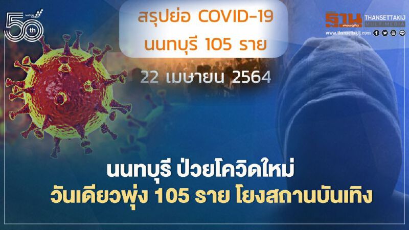 ยังหนัก! นนทบุรี ป่วยโควิดใหม่วันเดียวพุ่ง 105 ราย  โยงสถานบันเทิง