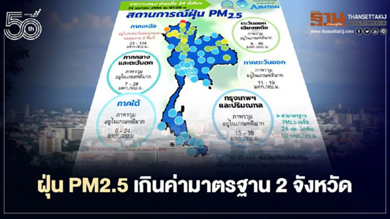 คุณภาพอากาศ ฝุ่น PM2.5 เช้านี้ เกินค่ามาตรฐาน 2 จังหวัด คุณภาพอากาศ ฝุ่น PM2.5 เช้านี้ เกินค่ามาตรฐาน 2 จังหวัด