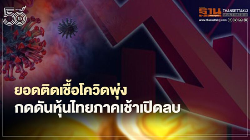 ยอดติดเชื้อโควิดพุ่ง กดดันหุ้นไทยภาคเช้าเปิดลบ ยอดติดเชื้อโควิดพุ่ง กดดันหุ้นไทยภาคเช้าเปิดลบ