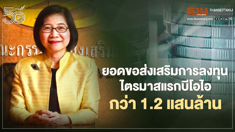 บีโอไอชี้ลงทุนไตรมาส 1/64 มูลค่ากว่า 1.2 แสนล้านบาท