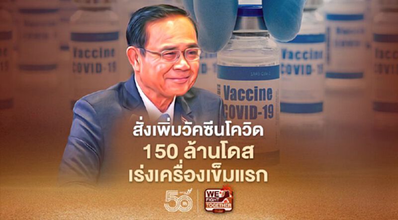 นายกฯ ปรับแผนวัคซีนโควิดสั่งเพิ่มเป็น 150 ล้านโดส เร่งเครื่องเข็มแรก นายกฯ ปรับแผนวัคซีนโควิดสั่งเพิ่มเป็น 150 ล้านโดส เร่งเครื่องเข็มแรก