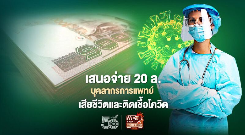 เสนอจ่าย 20 ล.บุคลากรการแพทย์เสียชีวิตจากหน้าที่-ติดโควิด-19