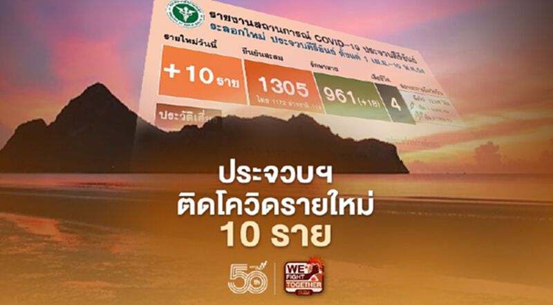 โควิดวันนี้ ประจวบคีรีขันธ์ ติดเชื้อรายใหม่ 10 ราย โควิดวันนี้ ประจวบคีรีขันธ์ ติดเชื้อรายใหม่ 10 ราย