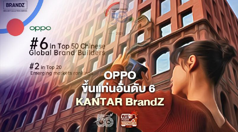 OPPO ขึ้นแท่นอันดับ 6 KANTAR BrandZ OPPO ขึ้นแท่นอันดับ 6 KANTAR BrandZ
