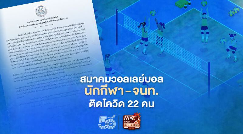 สมาคมวอลเลย์บอลไทย เผย นักกีฬา เจ้าหน้าที่ โค้ช ติดโควิด 22 คน 