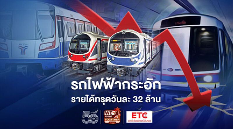 “โควิด” ทำอ่วมถ้วนหน้ารถไฟฟ้ากระอัก รายได้ทรุดหนักวันละ 32 ล้าน “โควิด” ทำอ่วมถ้วนหน้ารถไฟฟ้ากระอัก รายได้ทรุดหนักวันละ 32 ล้าน