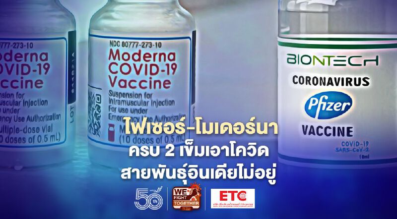 "Pfizer-Moderna" ครบ 2 เข็มเอาโควิด-19 สายพันธุ์อินเดียไม่อยู่ 