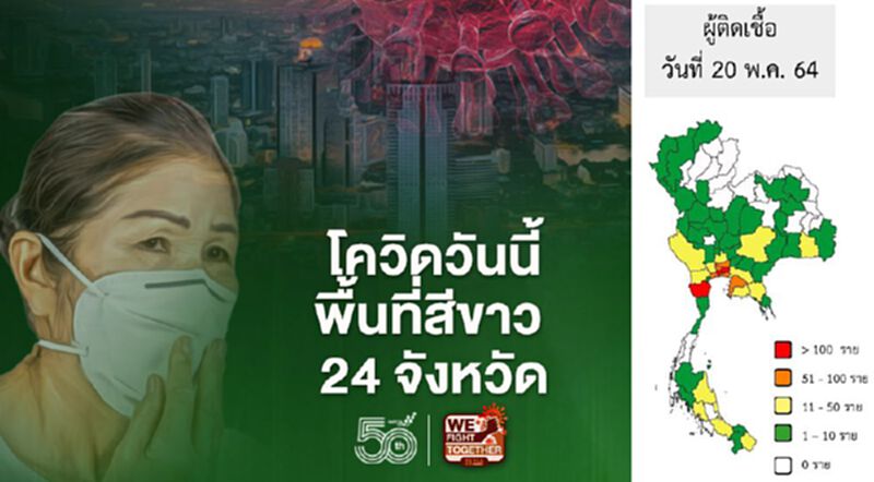 โควิดวันนี้ เปิดรายชื่อพื้นที่สีขาว 24 จังหวัด โควิดวันนี้ เปิดรายชื่อพื้นที่สีขาว 24 จังหวัด