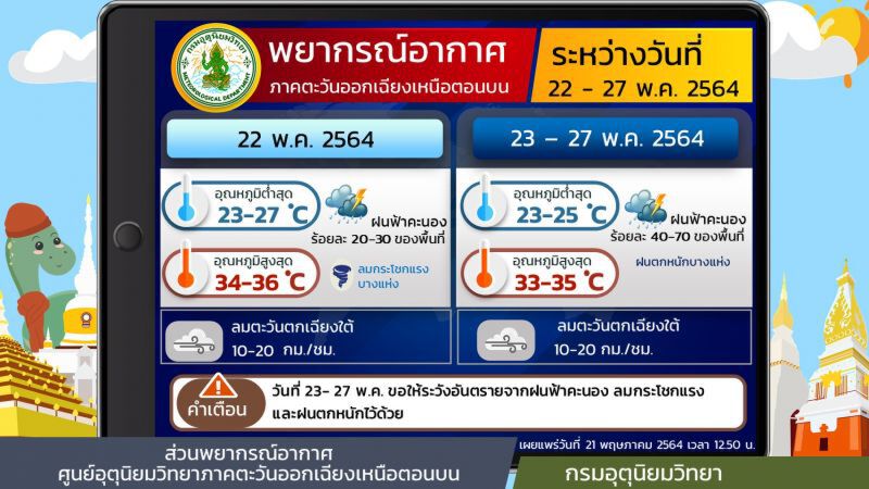 สภาพอากาศวันนี้ - 27 พ.ค. 64 ภาคอีสาน