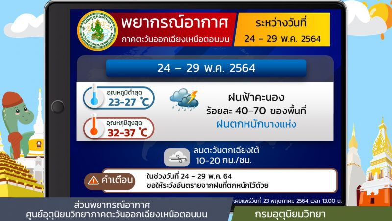 สภาพอากาศวันนี้ -  29 พ.ค. 64 ภาคอีสาน