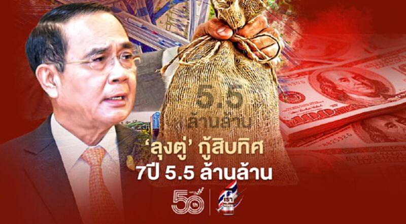 ‘ลุงตู่’ กู้สิบทิศ 7ปี 5.5 ล้านล้าน ‘ลุงตู่’ กู้สิบทิศ 7ปี 5.5 ล้านล้าน