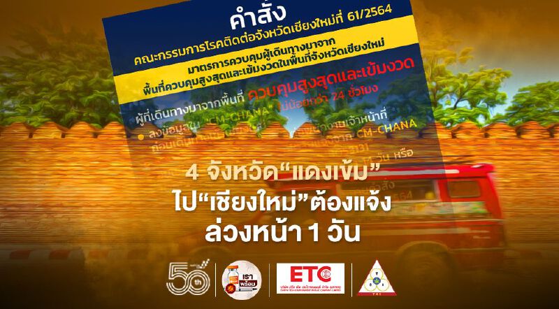 ยกระดับ4จังหวัด"แดงเข้ม"ไปเชียงใหม่ต้องแจ้ง"ล่วงหน้า"1วัน