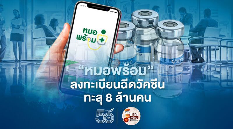 อัพเดท "หมอพร้อม" ยอดจองฉีดวัคซีนโควิดทะลุ 8 ล้านคน