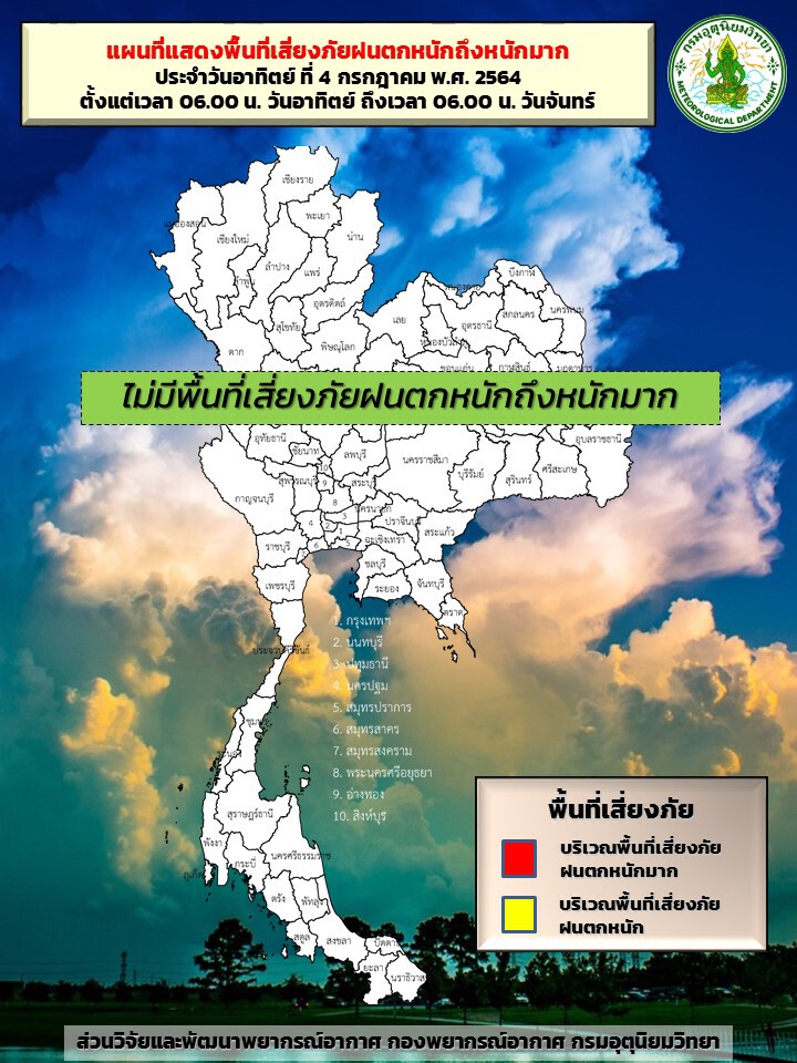 สภาพอากาศวันนี้ มีฝนน้อย  ภาคเหนือ-อีสาน-กลาง อากาศร้อนในตอนกลางวัน