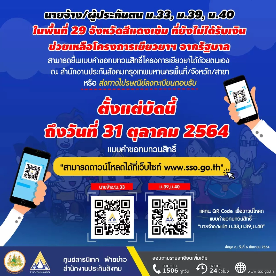 ทบทวนสิทธิเยียวยามาตรา 33 เช็ค www.sso.go.th กลุ่มตกหล่นรีบยื่นสิทธิด่วน