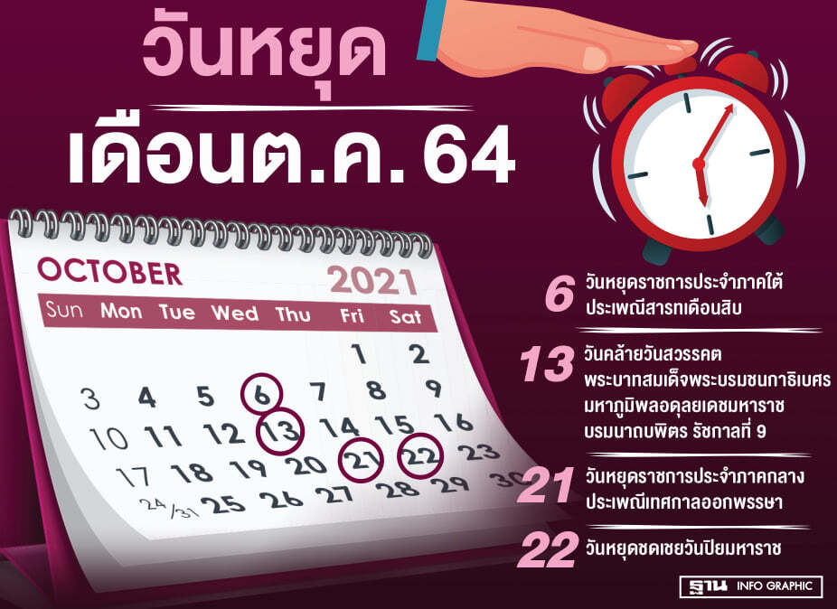 วันหยุดตุลาคม 2564 
