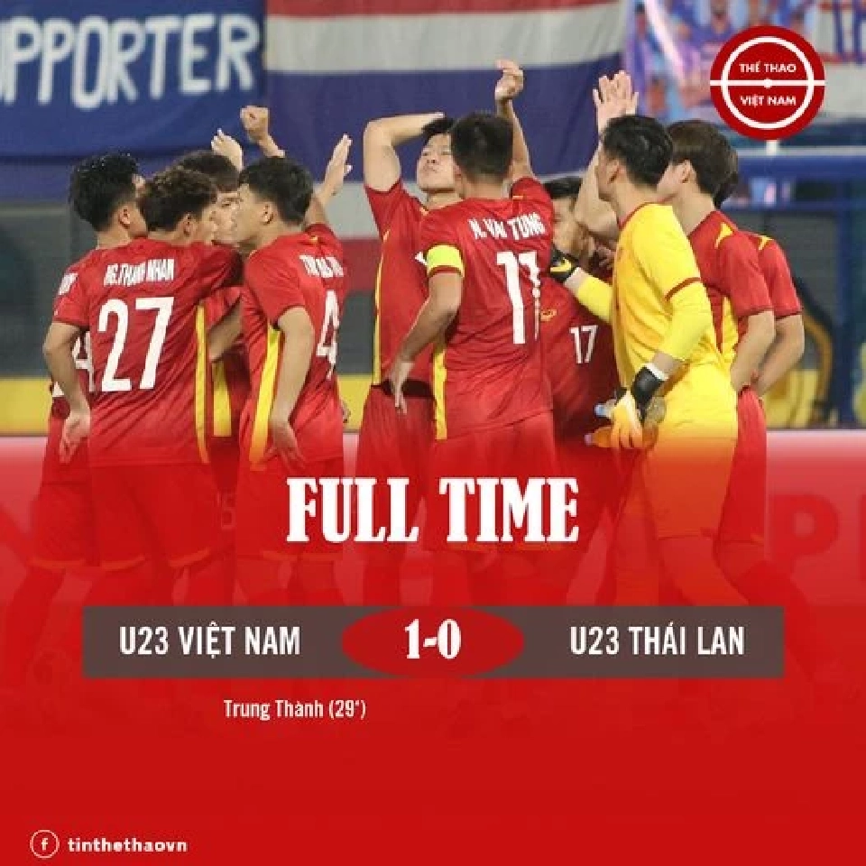 ผลบอล AFF U 23 ไทย แพ้ เวียดนาม กอดคอเข้ารอบรองชนะเลิศ 