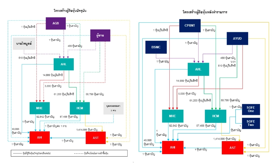 ภายหลังจากการซื้อขายหุ้นตามแผนการเข้าซื้อหุ้น AYUD จะถือหุ้นของบริษัทเอ็ทน่าในประเทศไทย ทั้ง ทางตรงและทางอ้อม ในสัดส่วน100 % ดังภาพ
